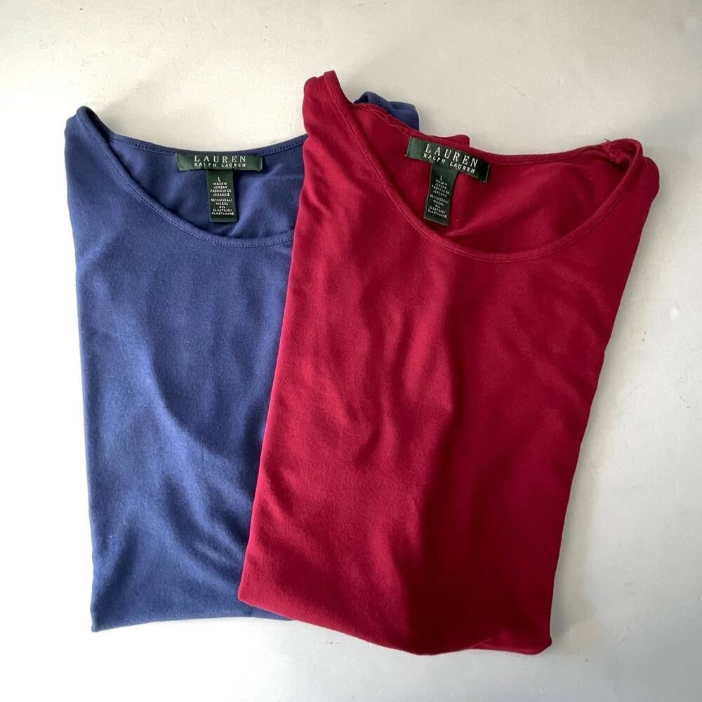 Lauren Ralph Lauren 2 Piece Bundle Lightweight Sleeveless Tops Size L Blue, Red